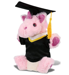 DolliBu Unicorn Graduation Plush with Gown and Cap with Tassel Outfit - 9 Inch