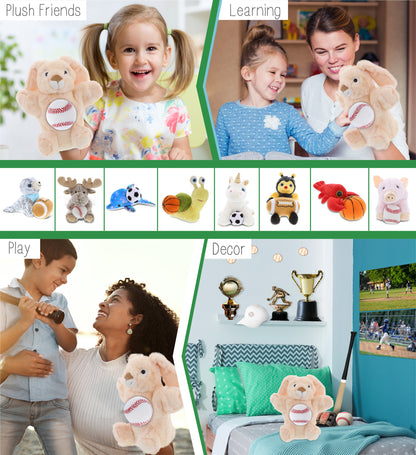 SUPER SOFT PLUSH HAND PUPPET - RABBIT WITH BASEBALL PLUSH