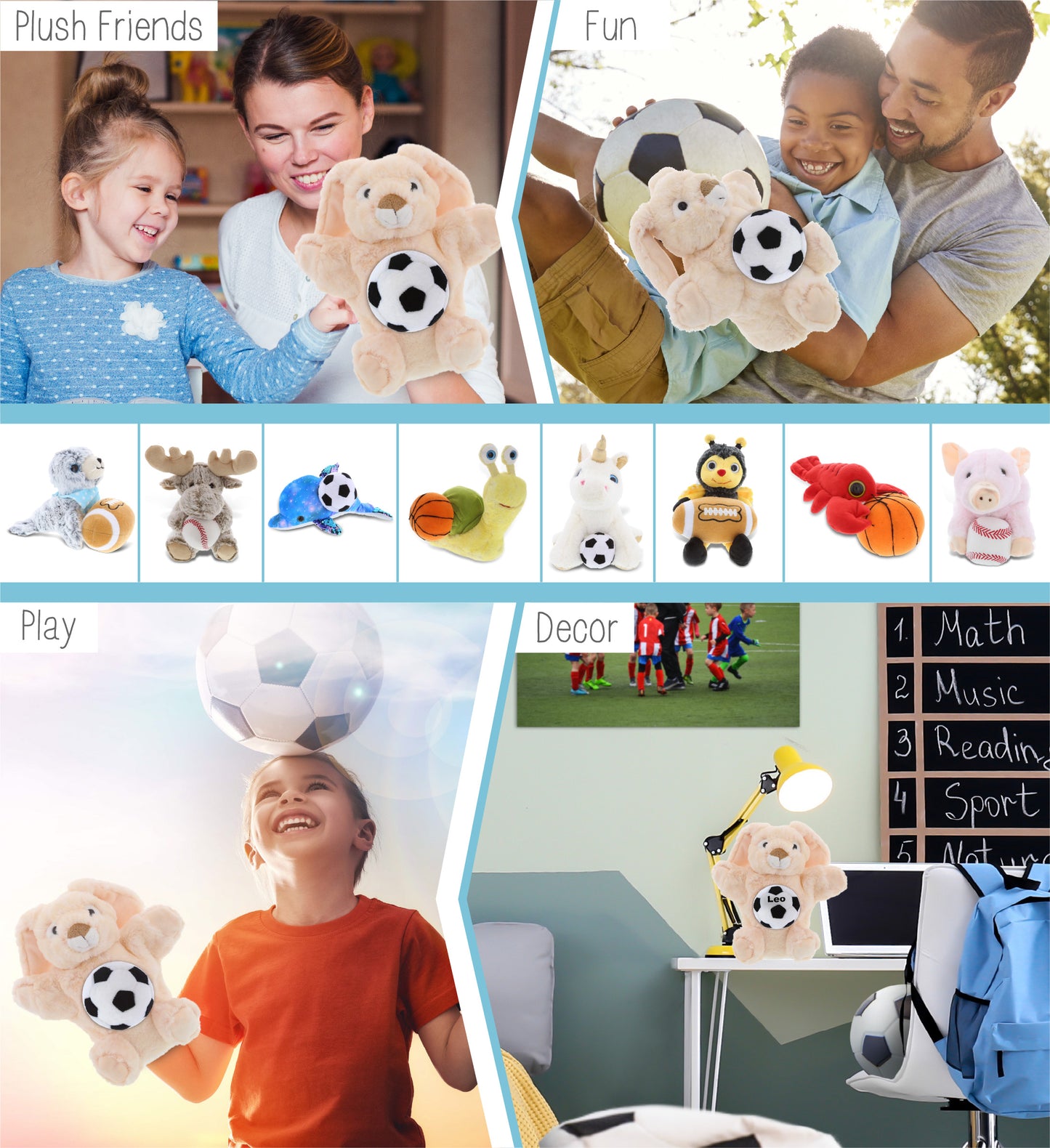 SUPER SOFT PLUSH HAND PUPPET - RABBIT WITH SOCCER PLUSH