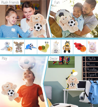 SUPER SOFT PLUSH HAND PUPPET - RABBIT WITH SOCCER PLUSH