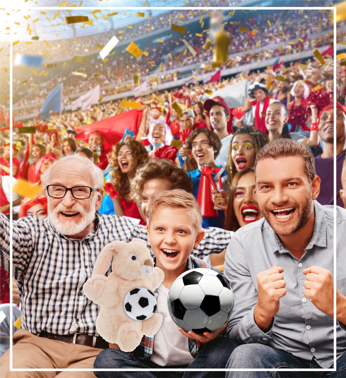 SUPER SOFT PLUSH HAND PUPPET - RABBIT WITH SOCCER PLUSH