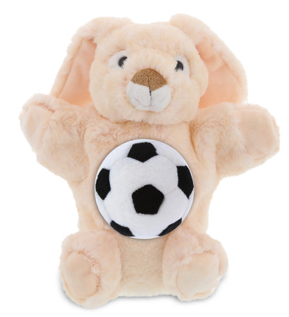 SUPER SOFT PLUSH HAND PUPPET - RABBIT WITH SOCCER PLUSH