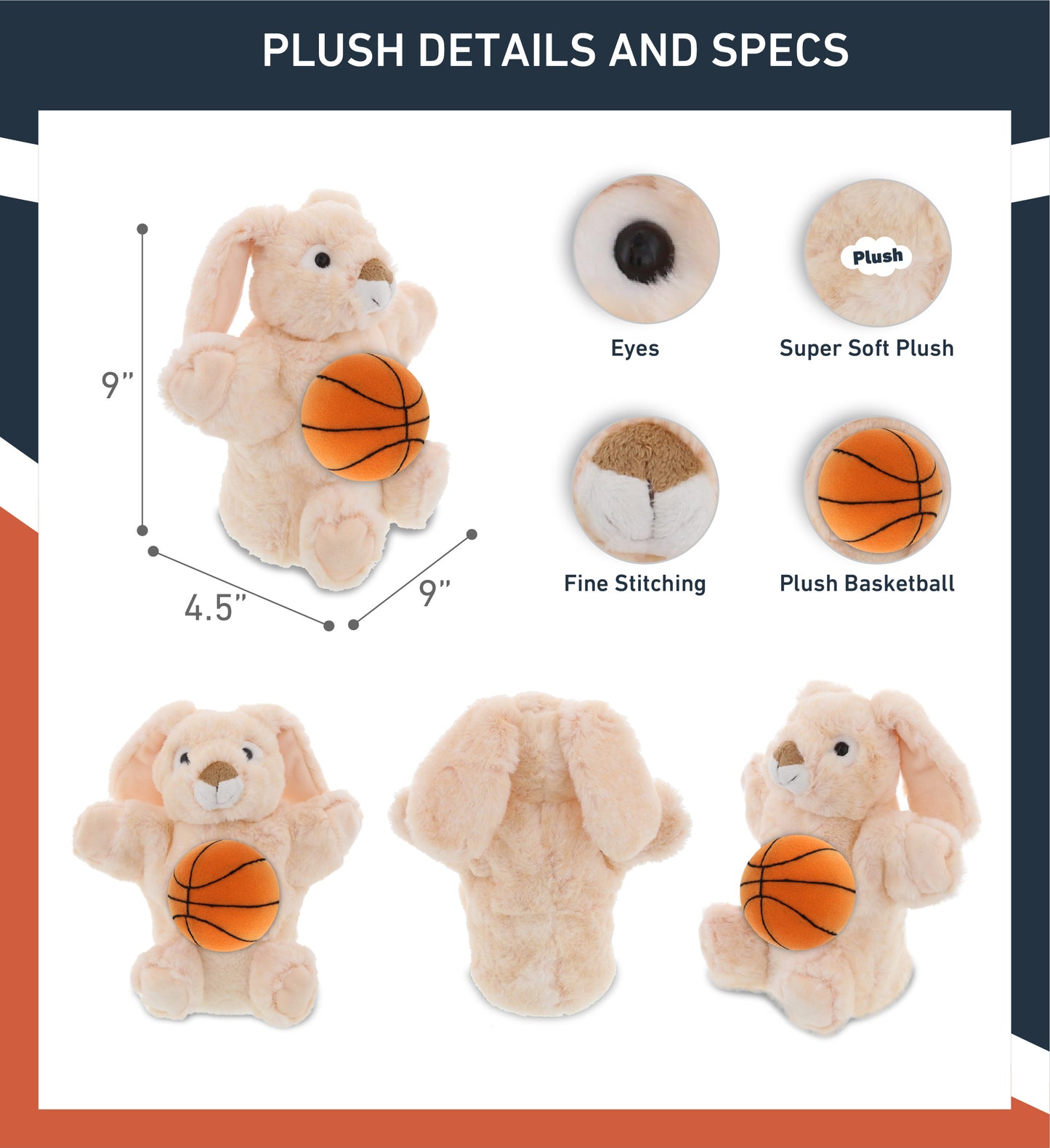 SUPER SOFT PLUSH HAND PUPPET - RABBIT WITH BASKETBALL PLUSH