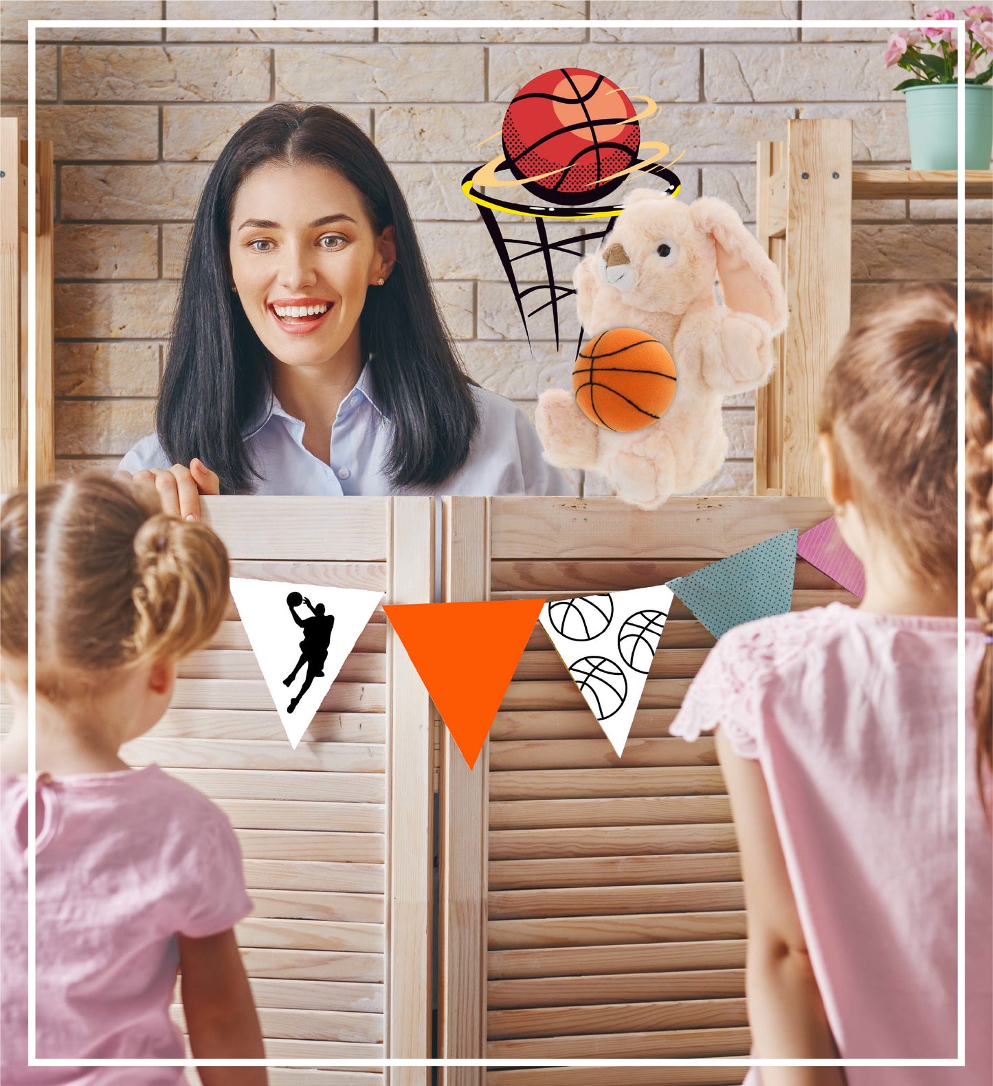 SUPER SOFT PLUSH HAND PUPPET - RABBIT WITH BASKETBALL PLUSH