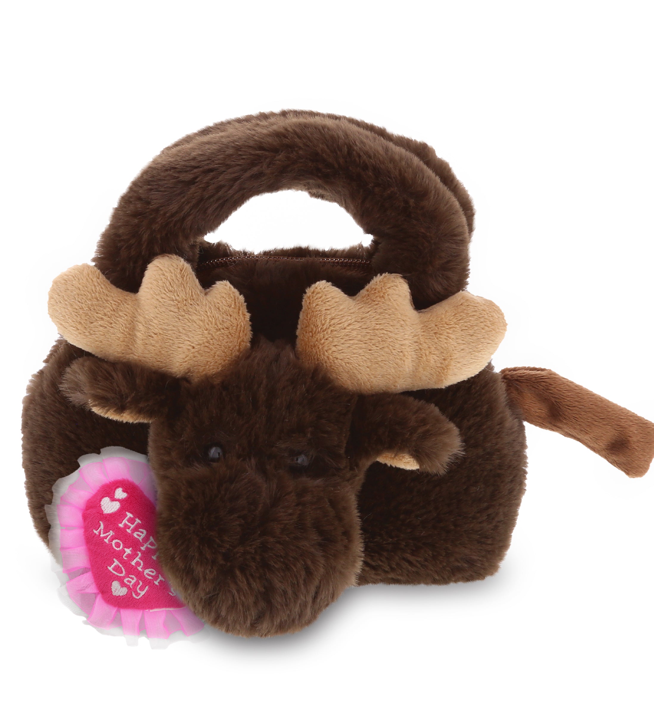 PLUSH MOTHERS DAY HEART - SUPER-SOFT PLUSH HAND BAG - MOOSE