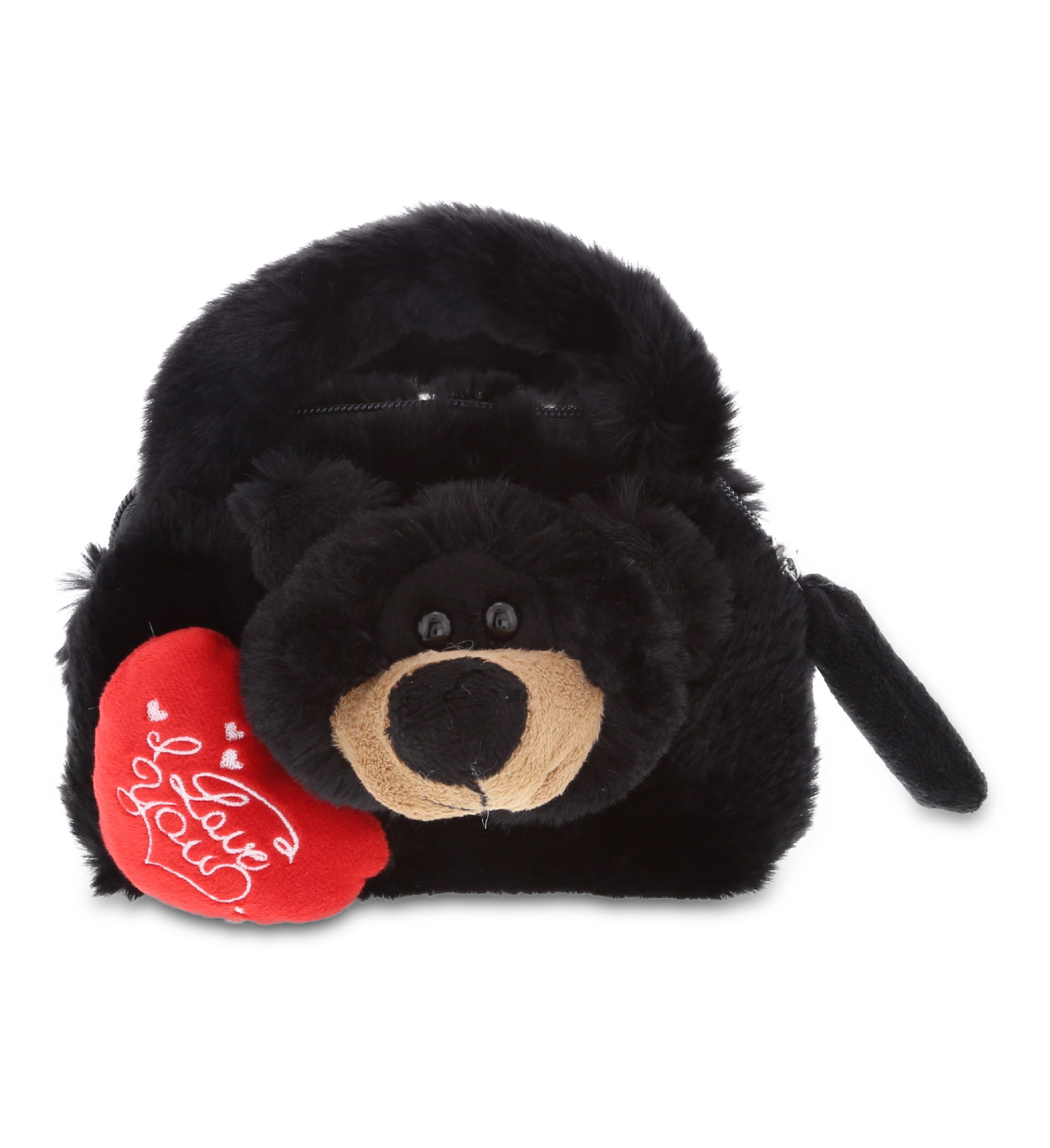 PLUSH I LOVE YOU RED HEART - SUPER-SOFT PLUSH HAND BAG - BLACK BEAR