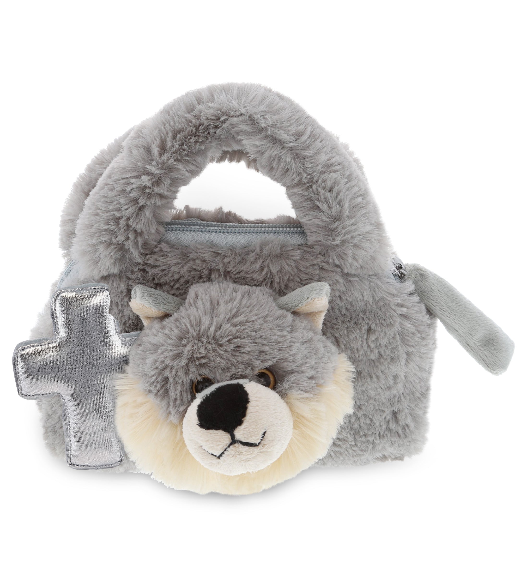 PLUSH CROSS - SUPER-SOFT PLUSH HAND BAG - WOLF