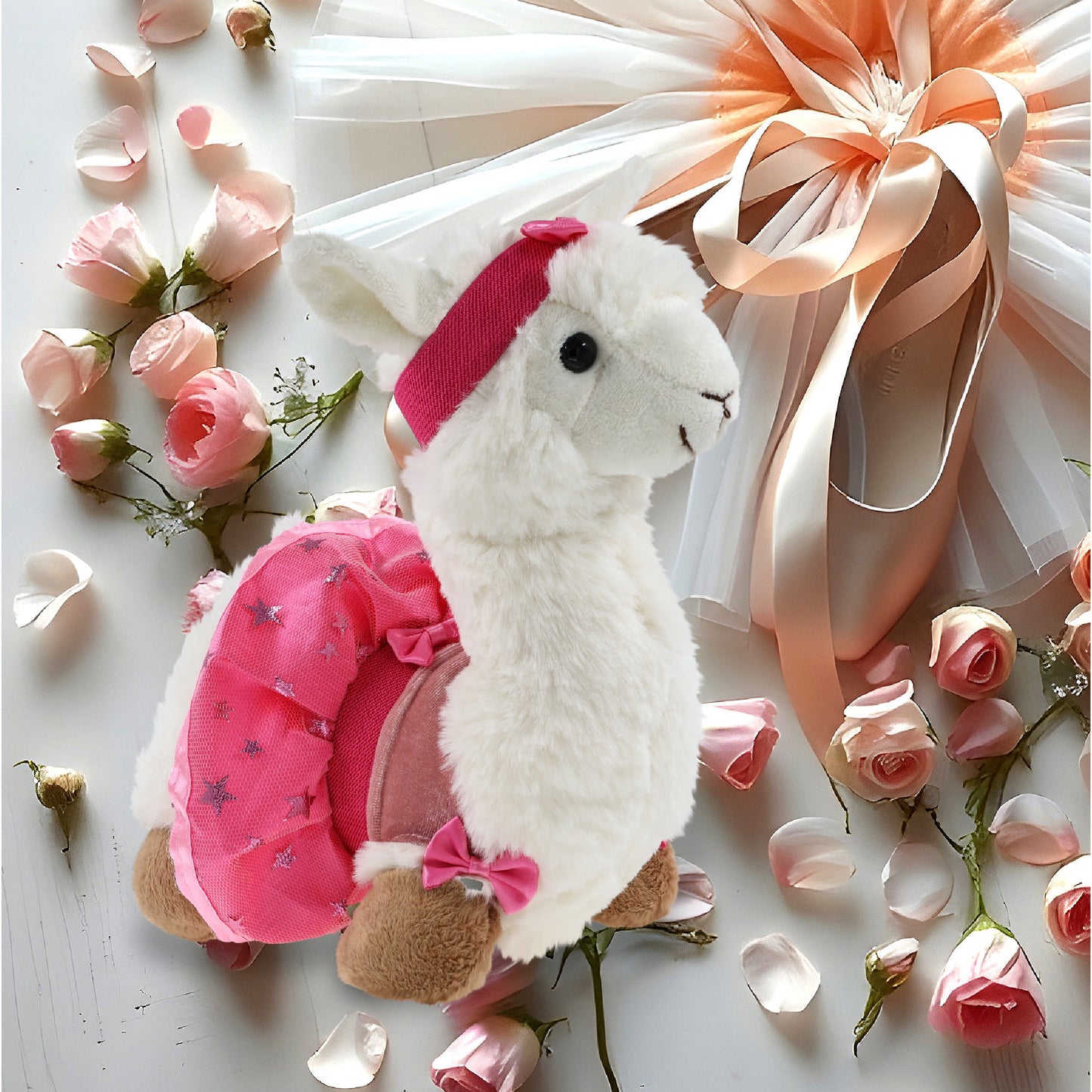 SUPER-SOFT PLUSH - LLAMA - WHITE WITH BALLERINA DRESS UP