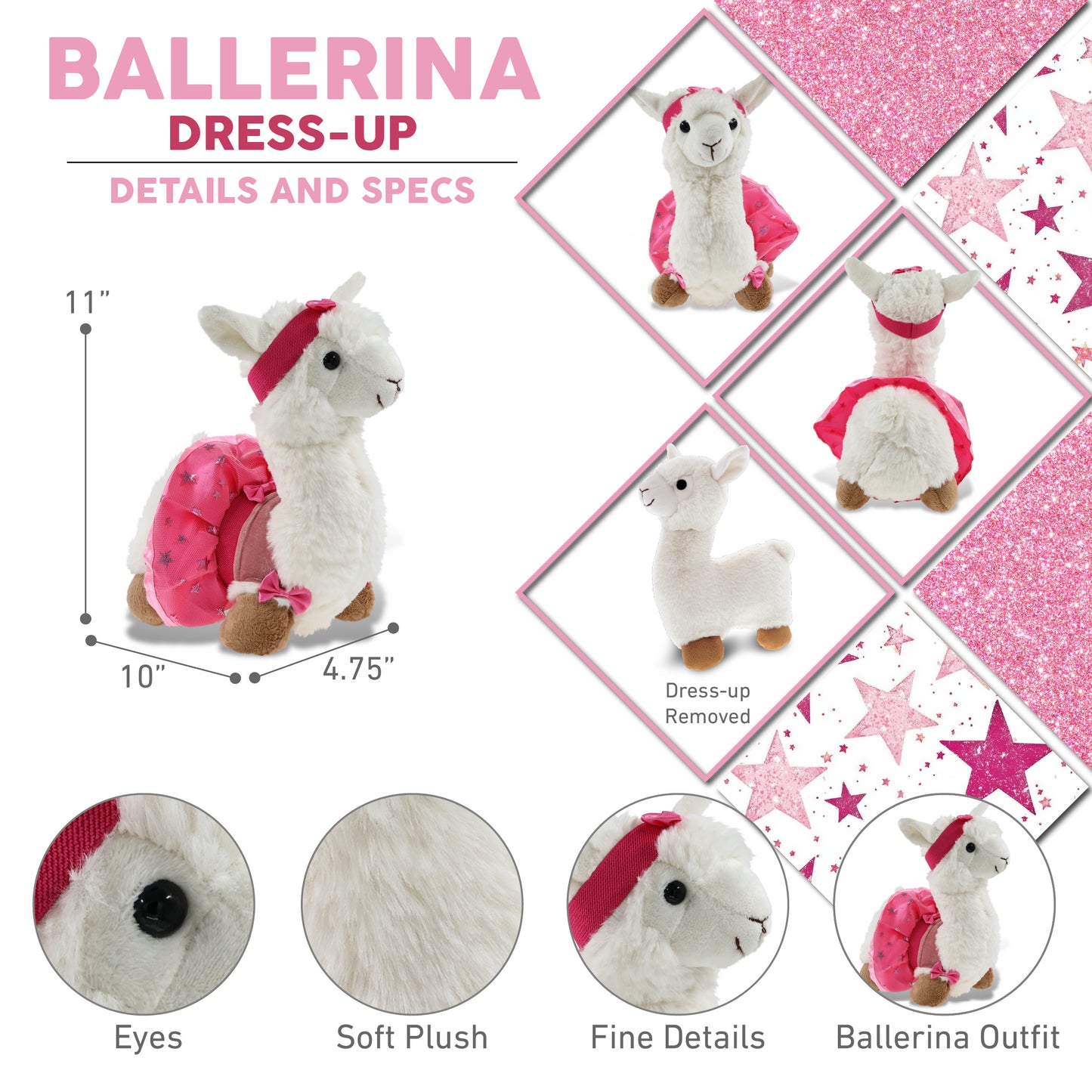 SUPER-SOFT PLUSH - LLAMA - WHITE WITH BALLERINA DRESS UP