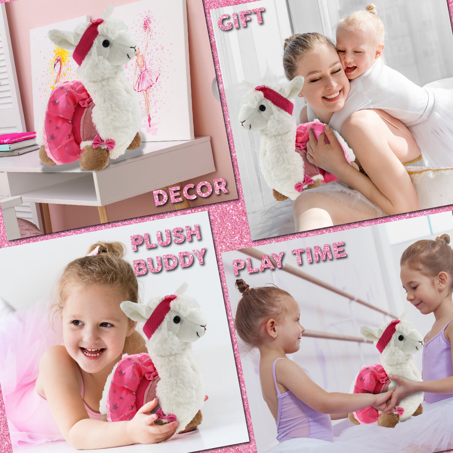 SUPER-SOFT PLUSH - LLAMA - WHITE WITH BALLERINA DRESS UP
