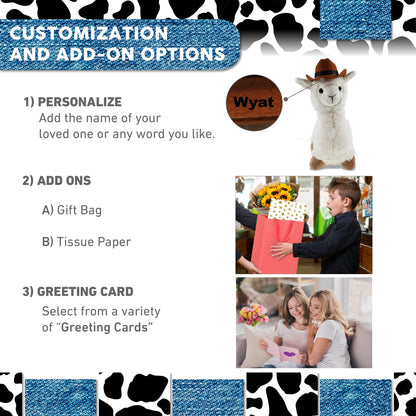 SUPER-SOFT PLUSH - LLAMA - WHITE With COWBOY Dress Up