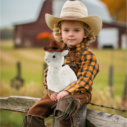 SUPER-SOFT PLUSH - LLAMA - WHITE With COWBOY Dress Up