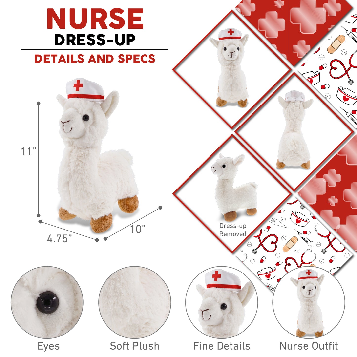 SUPER-SOFT PLUSH - LLAMA - WHITE NURSE