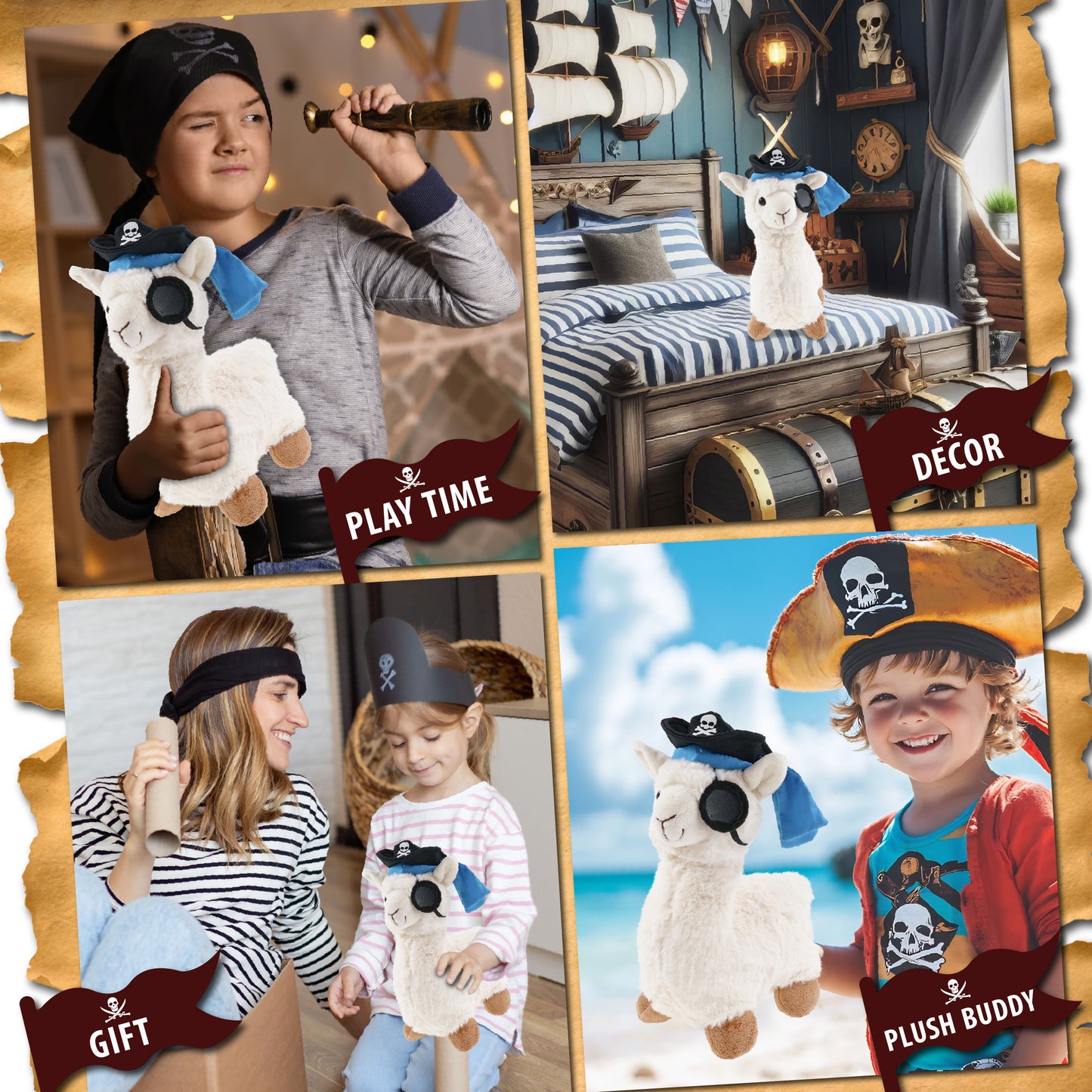 SUPER-SOFT PLUSH - LLAMA - WHITE PIRATE DRESS UP