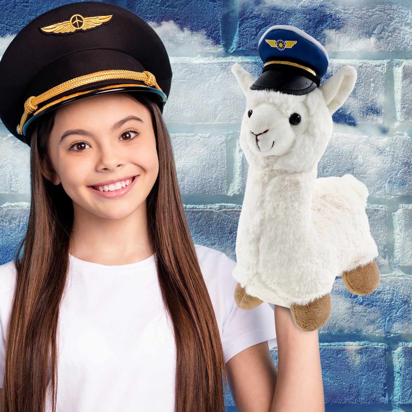 SUPER-SOFT PLUSH - LLAMA - WHITE PILOT DRESS UP