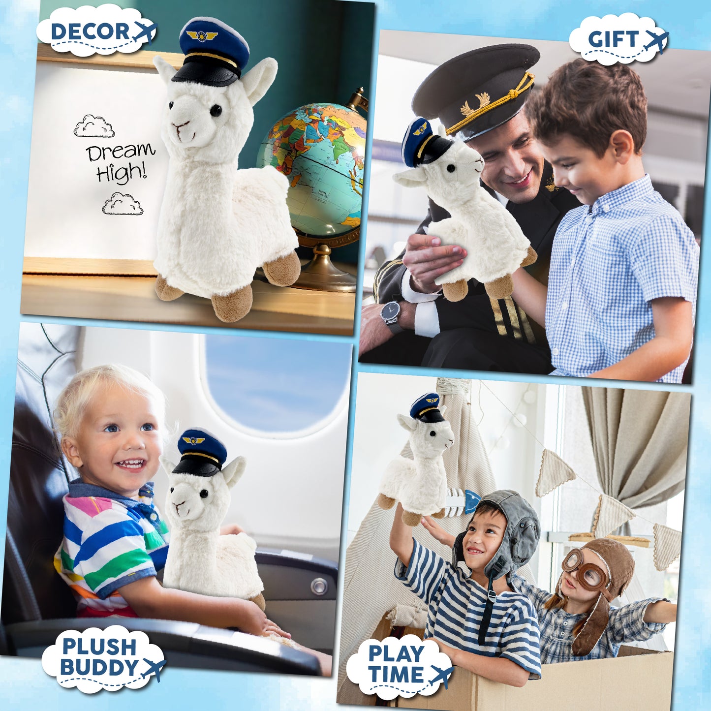 SUPER-SOFT PLUSH - LLAMA - WHITE PILOT DRESS UP