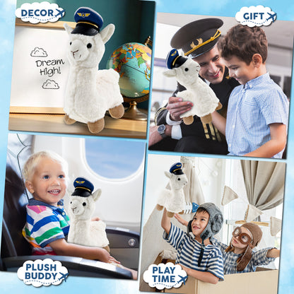 SUPER-SOFT PLUSH - LLAMA - WHITE PILOT DRESS UP