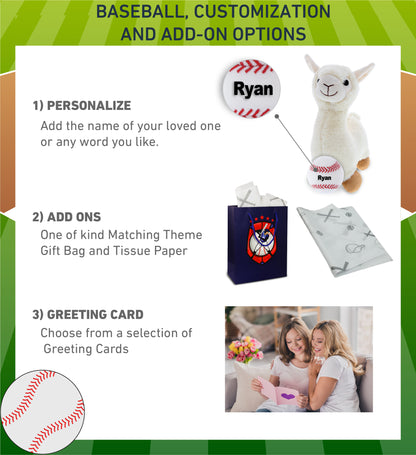 SUPER-SOFT PLUSH - LLAMA - WHITE WITH BASEBALL PLUSH