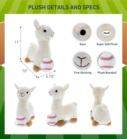 SUPER-SOFT PLUSH - LLAMA - WHITE WITH BASEBALL PLUSH