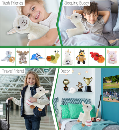 SUPER-SOFT PLUSH - LLAMA - WHITE WITH BASEBALL PLUSH