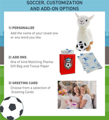 SUPER-SOFT PLUSH - LLAMA - WHITE WITH SOCCER PLUSH