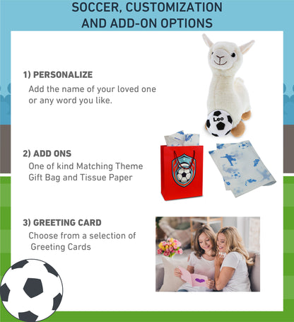 SUPER-SOFT PLUSH - LLAMA - WHITE WITH SOCCER PLUSH