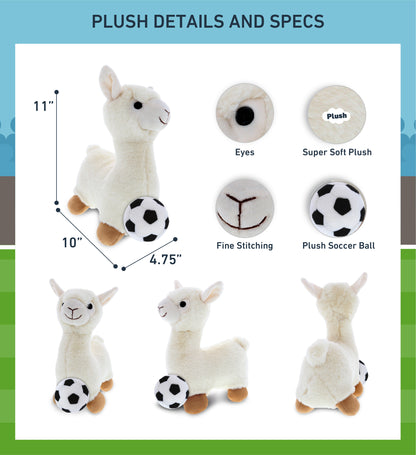 SUPER-SOFT PLUSH - LLAMA - WHITE WITH SOCCER PLUSH