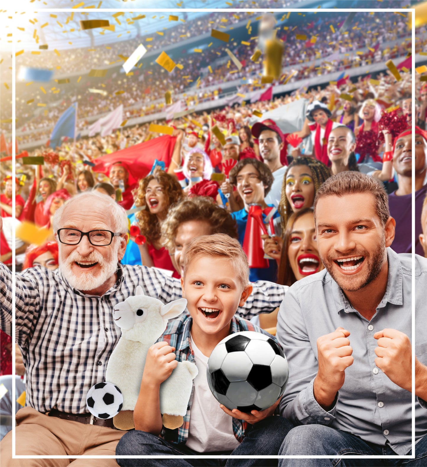 SUPER-SOFT PLUSH - LLAMA - WHITE WITH SOCCER PLUSH