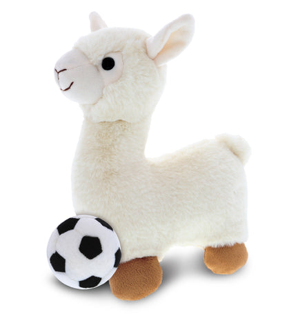 SUPER-SOFT PLUSH - LLAMA - WHITE WITH SOCCER PLUSH