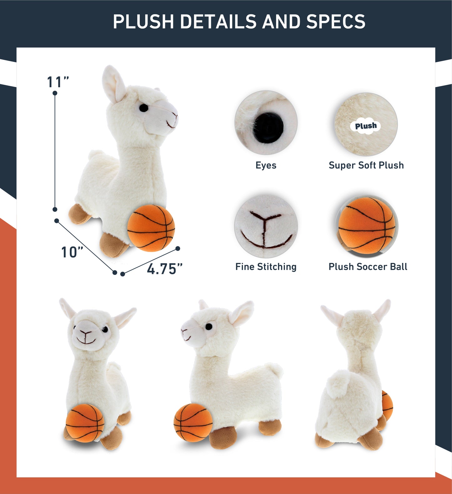 SUPER-SOFT PLUSH - LLAMA - WHITE WITH BASKETBALL PLUSH