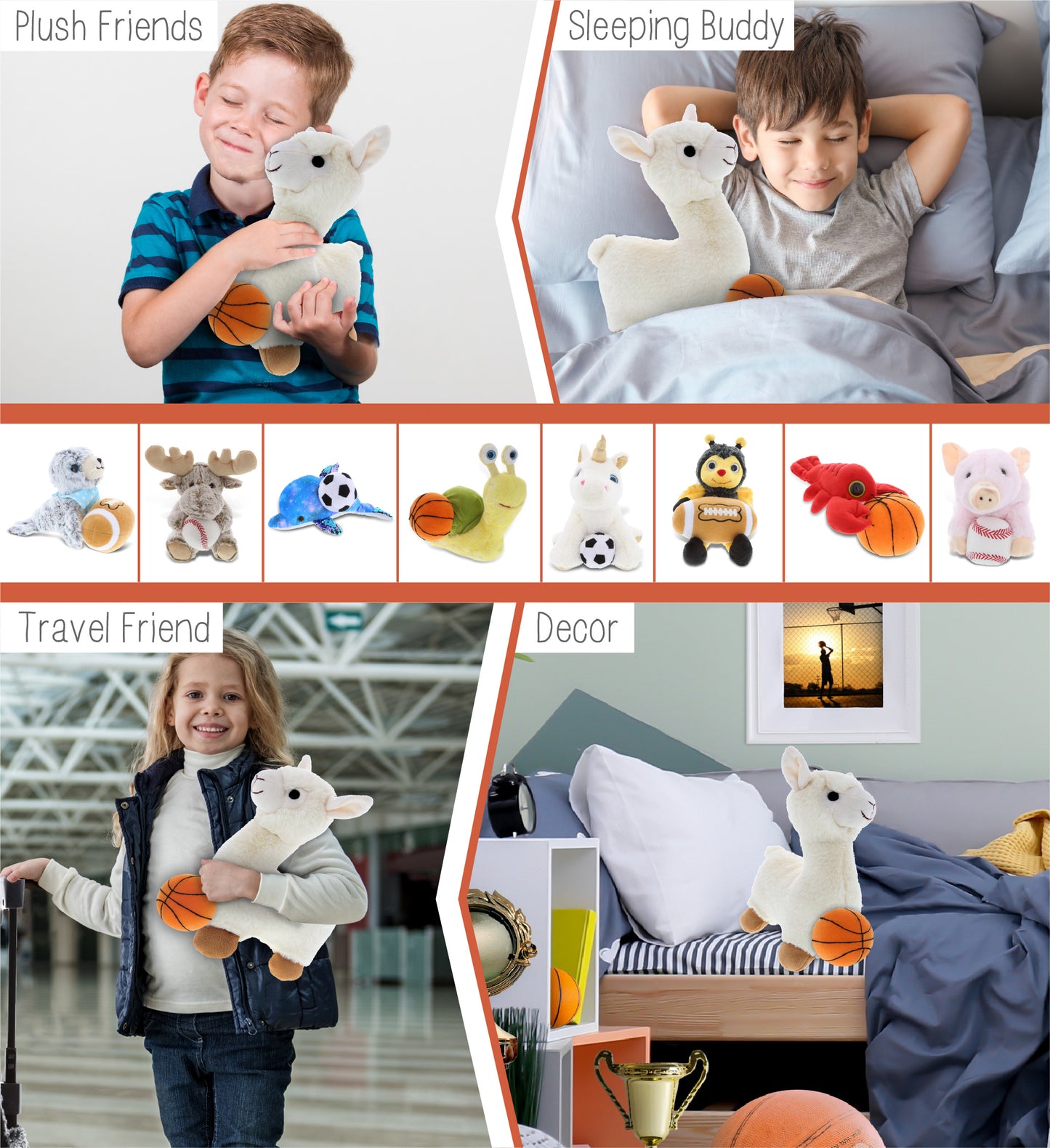 SUPER-SOFT PLUSH - LLAMA - WHITE WITH BASKETBALL PLUSH