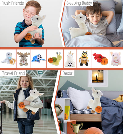 SUPER-SOFT PLUSH - LLAMA - WHITE WITH BASKETBALL PLUSH