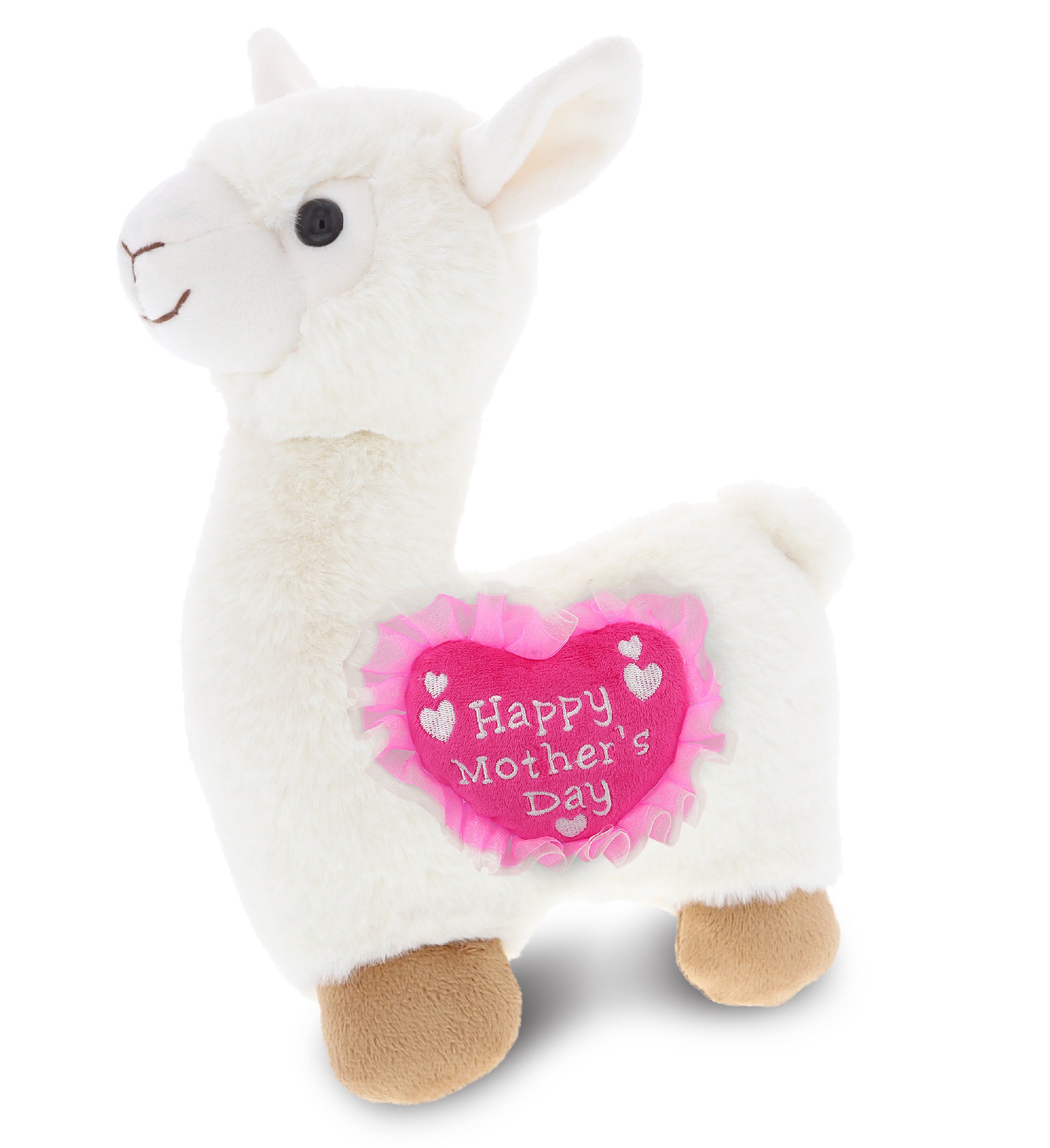 PLUSH MOTHERS DAY HEART - SUPER-SOFT PLUSH - LLAMA - WHITE