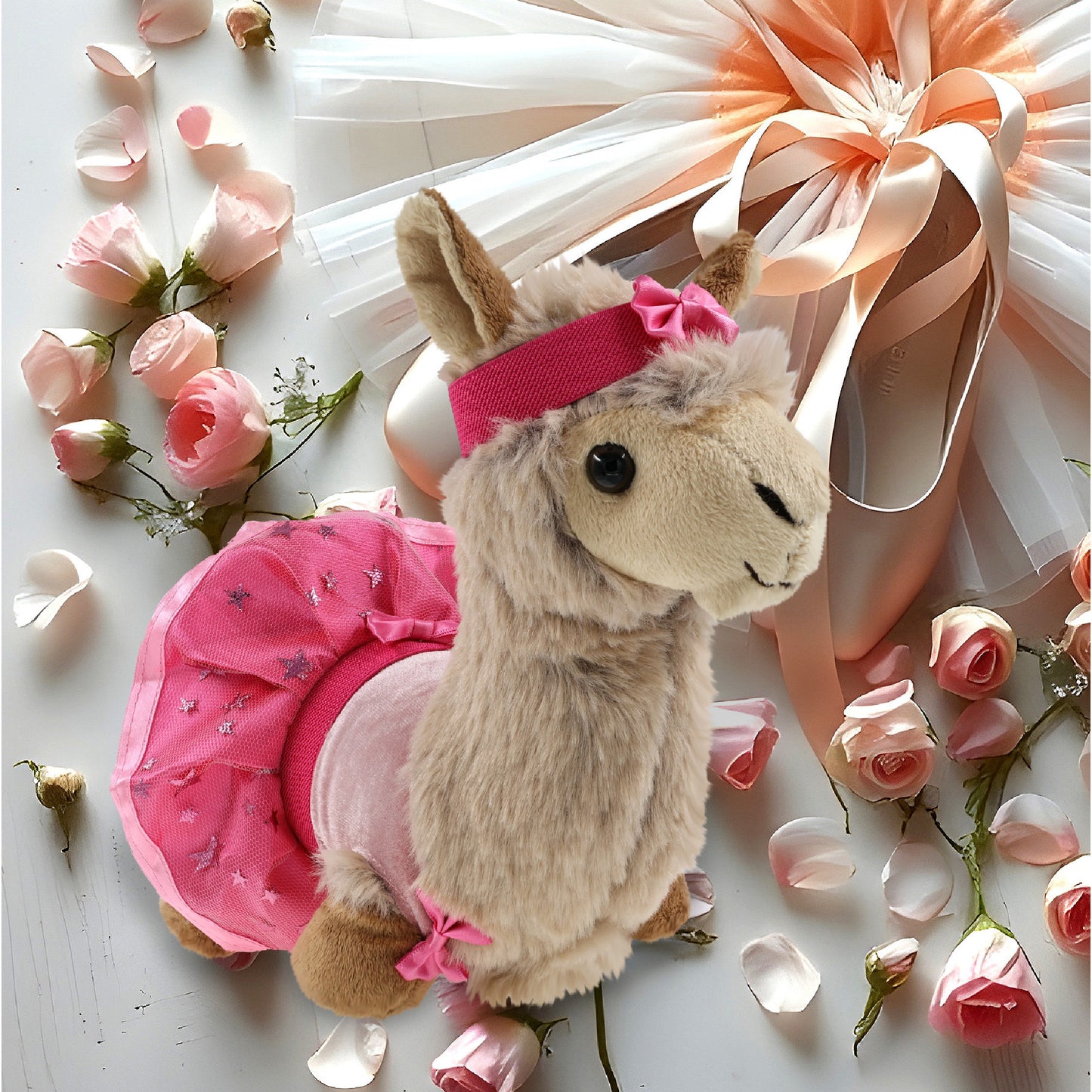 SUPER-SOFT PLUSH - LLAMA - BEIGE WITH BALLERINA DRESS UP