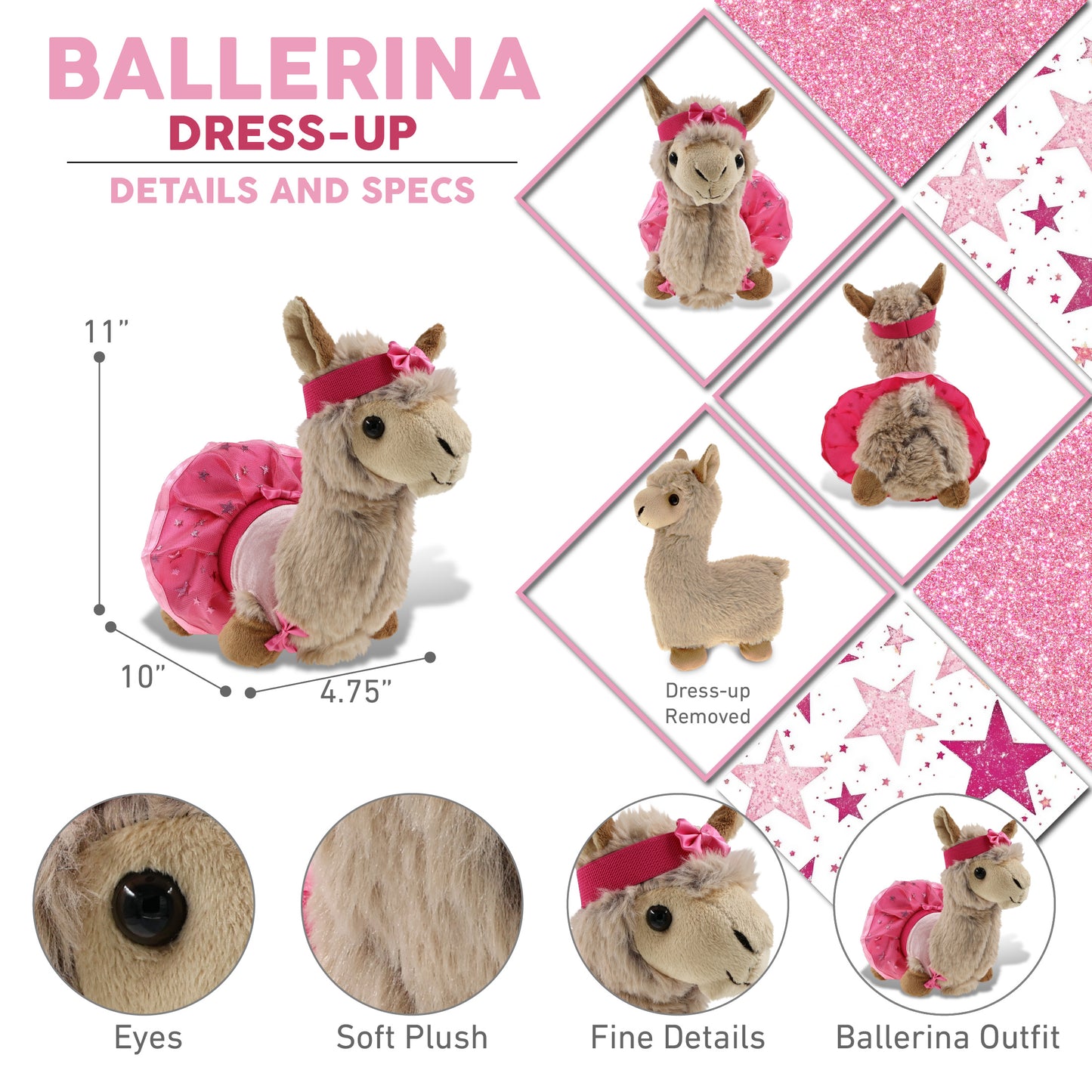 SUPER-SOFT PLUSH - LLAMA - BEIGE WITH BALLERINA DRESS UP