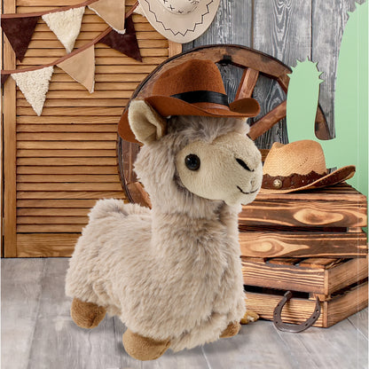 SUPER-SOFT PLUSH - LLAMA - BEIGE With COWBOY Dress Up