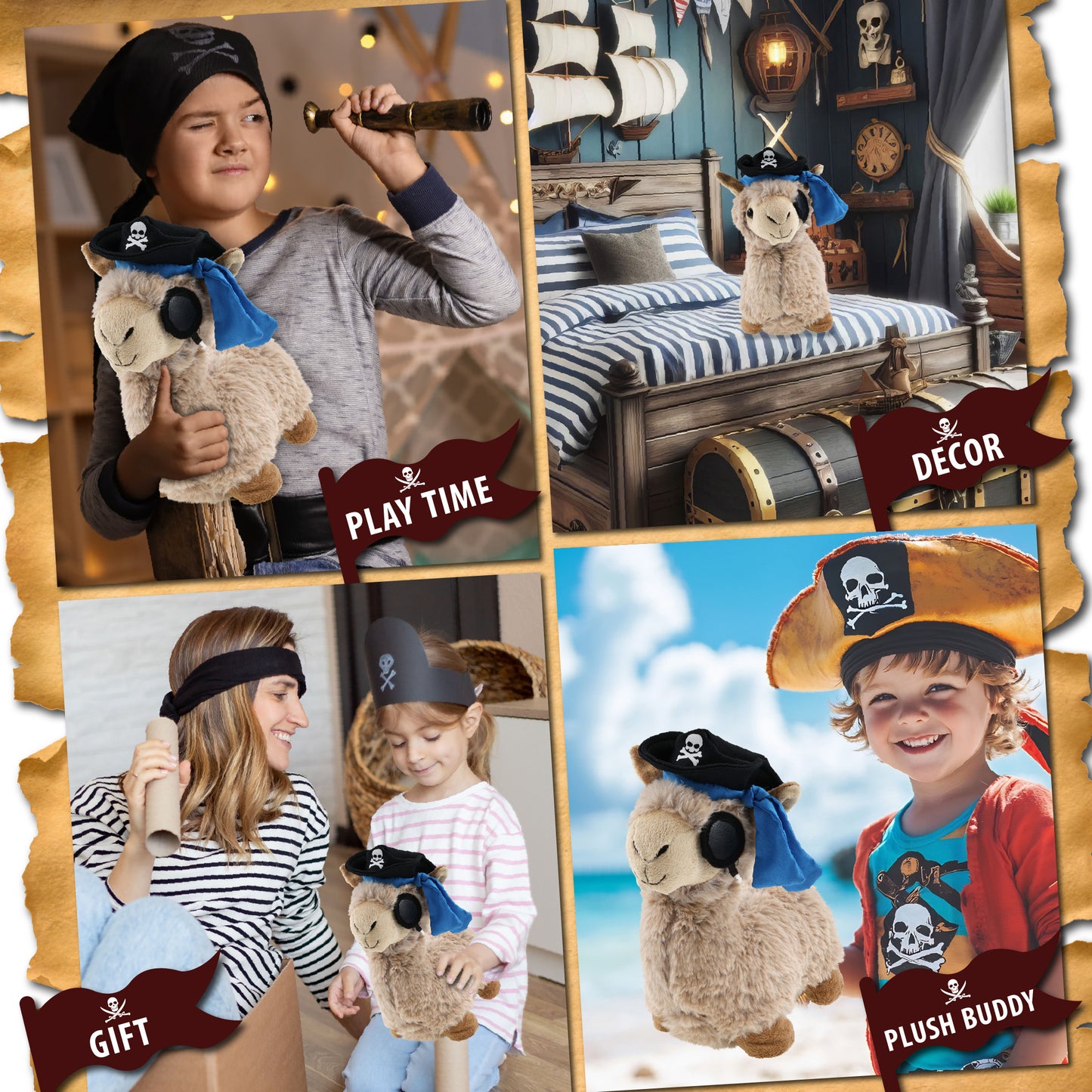 SUPER-SOFT PLUSH - LLAMA - BEIGE PIRATE DRESS UP