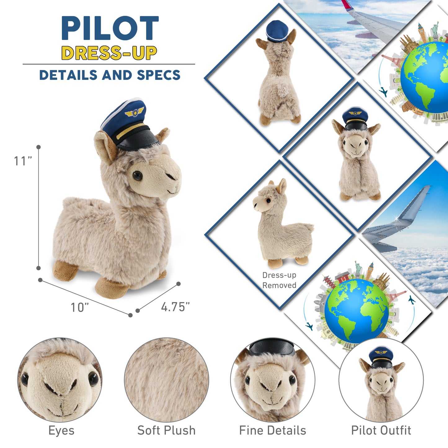 SUPER-SOFT PLUSH - LLAMA - BEIGE PILOT DRESS UP