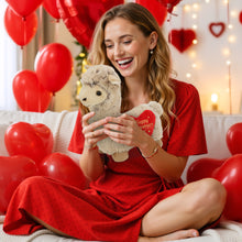 SUPER-SOFT PLUSH - LLAMA - BEIGE WITH HAPPY ANNIVERSARY HEART