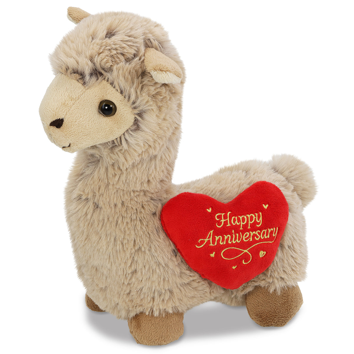 SUPER-SOFT PLUSH - LLAMA - BEIGE WITH HAPPY ANNIVERSARY HEART