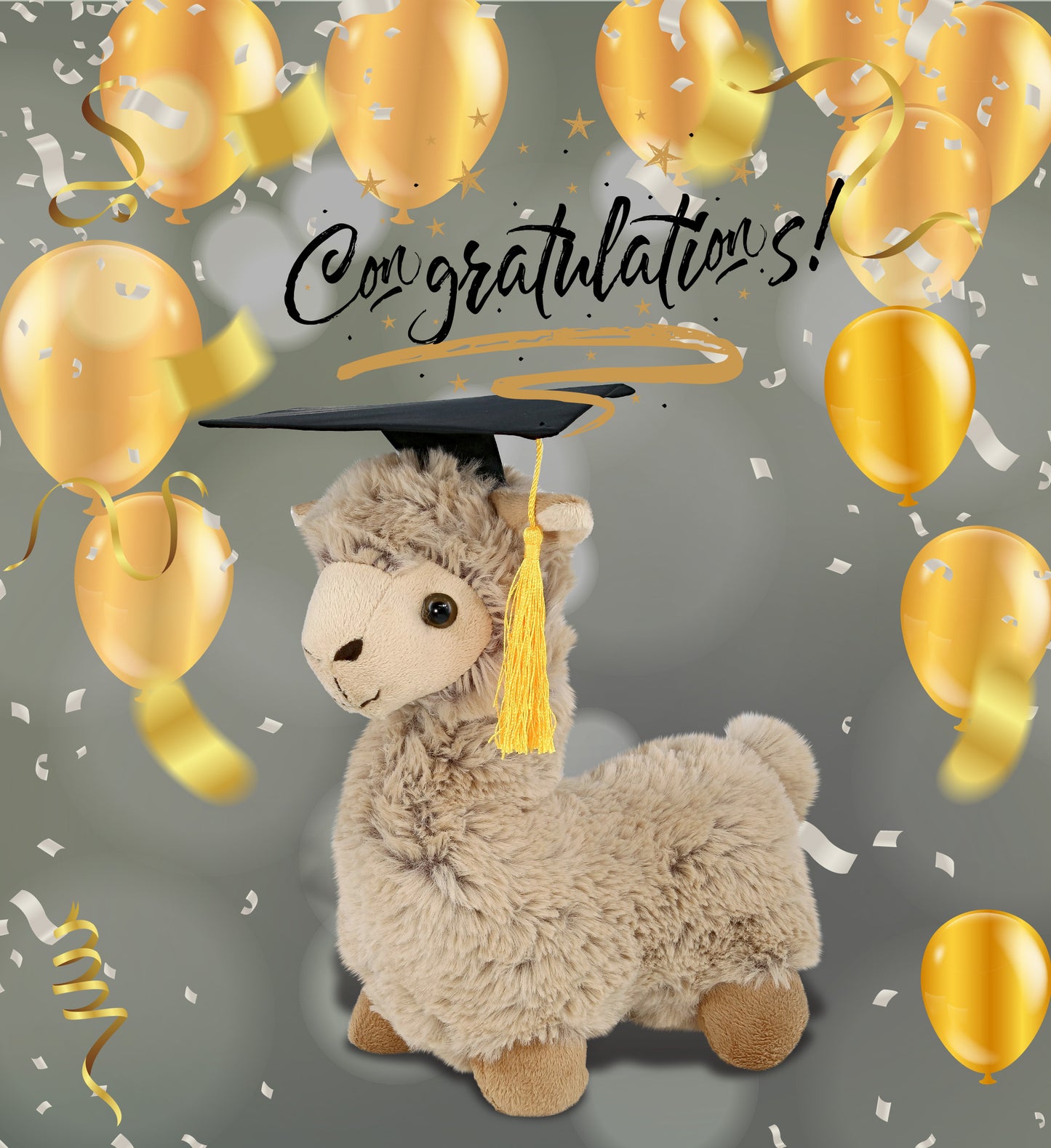 DolliBu Beige Llama Graduation Plush with Graduation Cap with Tassel, 11 Inches
