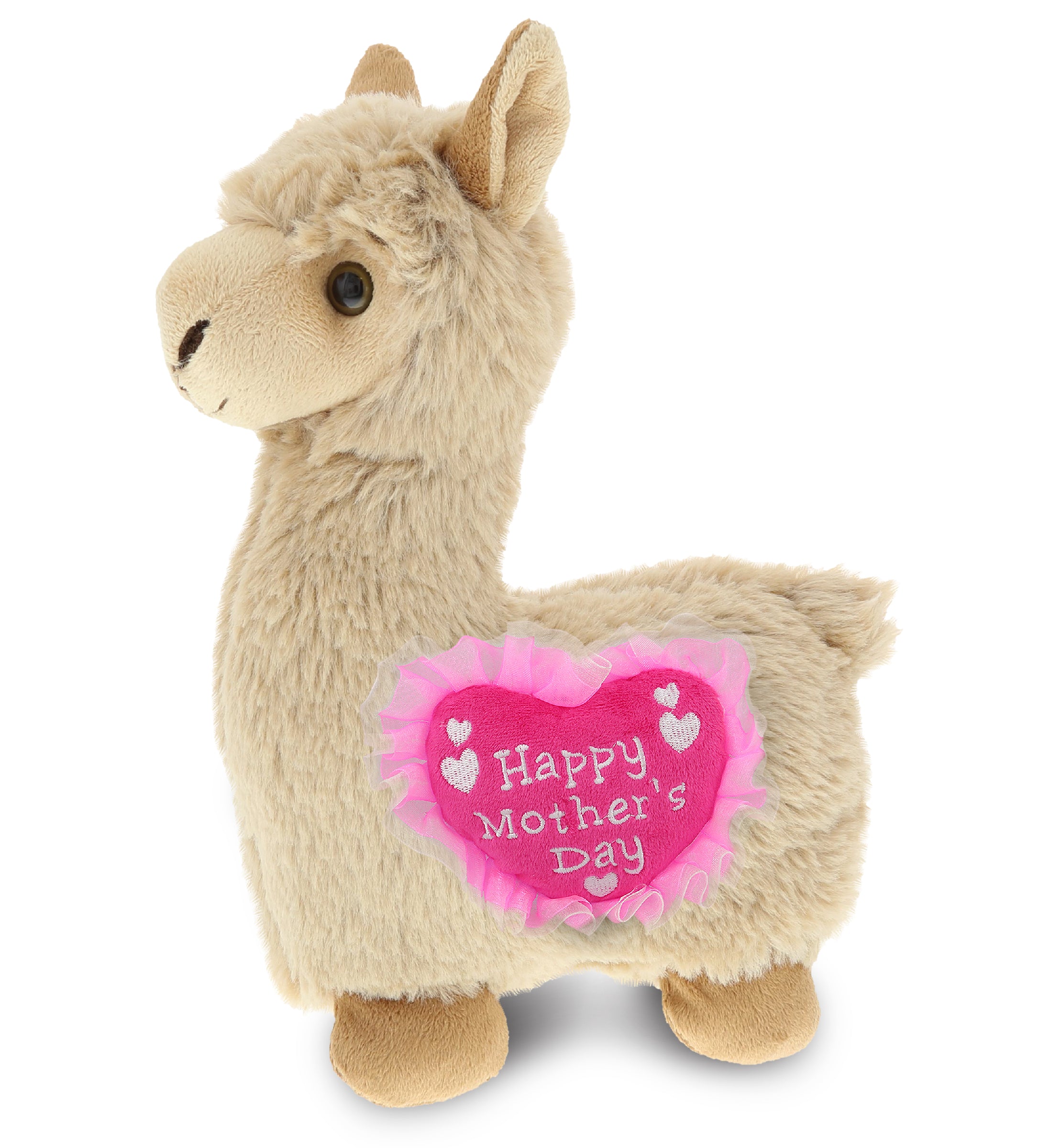 PLUSH MOTHERS DAY HEART - SUPER-SOFT PLUSH - LLAMA - BEIGE