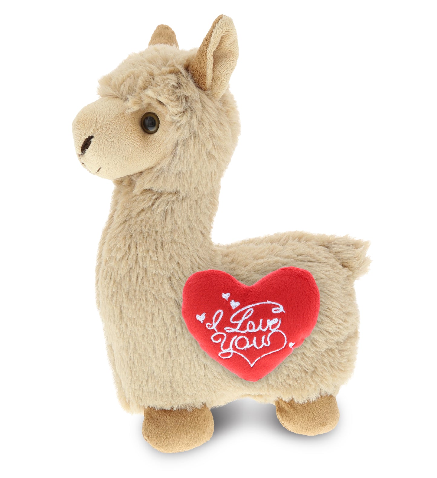 PLUSH I LOVE YOU RED HEART - SUPER-SOFT PLUSH - LLAMA - BEIGE