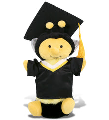 DolliBu Honeybee Graduation Plush Toy Hand Puppet with Gown and Cap - 10 Inches