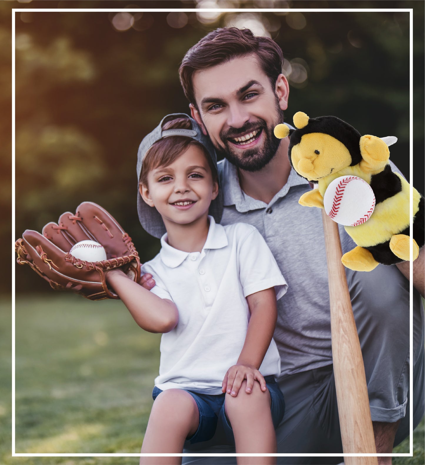 SUPER SOFT PLUSH HAND PUPPET - HONEYBEE WITH BASEBALL PLUSH