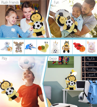 SUPER SOFT PLUSH HAND PUPPET - HONEYBEE WITH SOCCER PLUSH