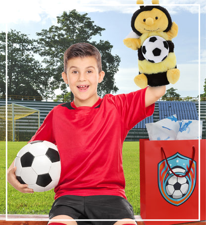 SUPER SOFT PLUSH HAND PUPPET - HONEYBEE WITH SOCCER PLUSH