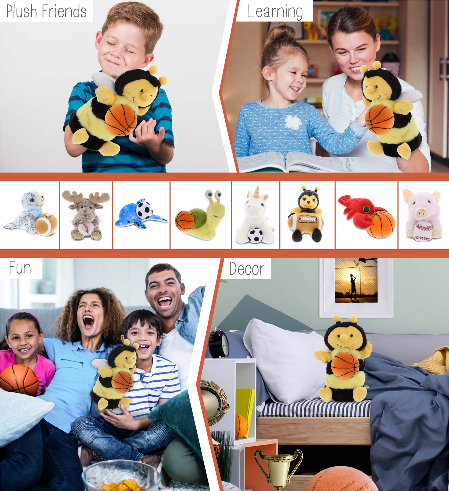 SUPER SOFT PLUSH HAND PUPPET - HONEYBEE WITH BASKETBALL PLUSH