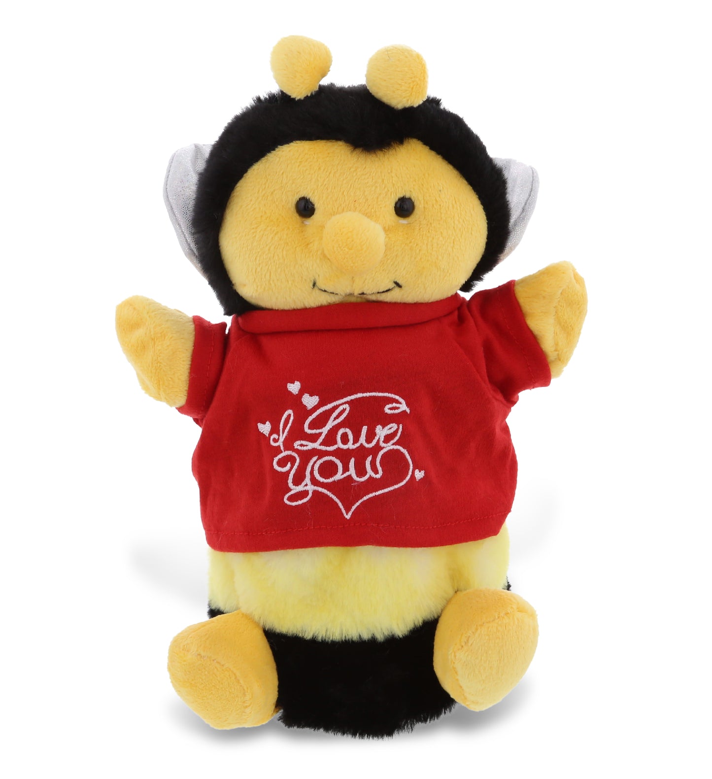 PLUSH I LOVE YOU RED SHIRT- SUPER SOFT PLUSH HAND PUPPET - HONEYBEE