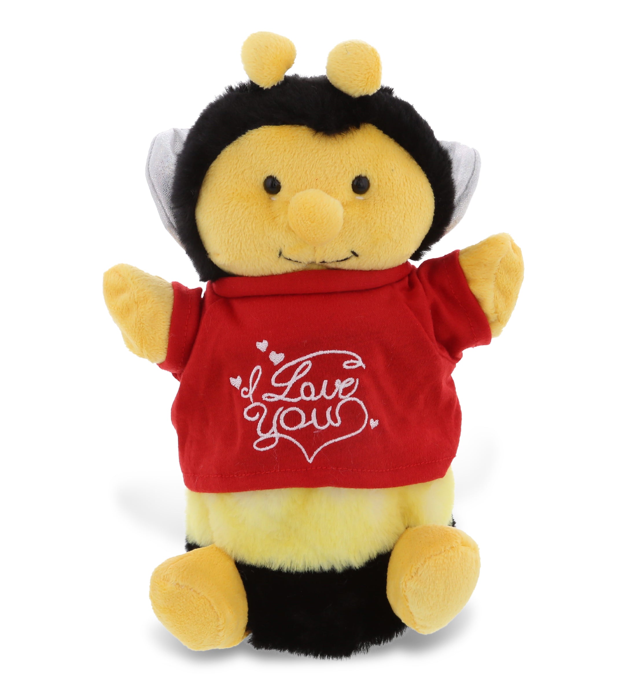PLUSH I LOVE YOU RED SHIRT- SUPER SOFT PLUSH HAND PUPPET - HONEYBEE